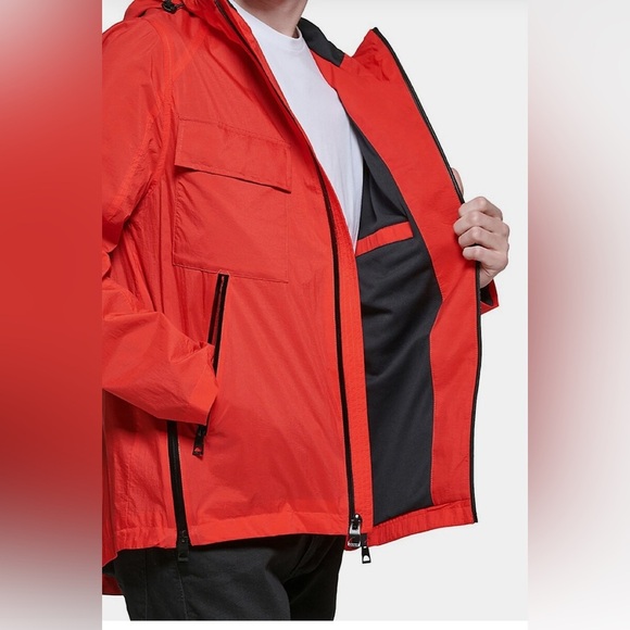 Guess Red Raincoat with Full Zip and Stand Up Collar - Picture 6 of 12